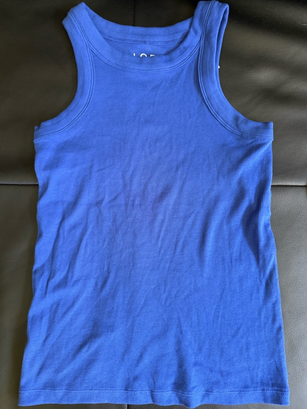 LOFT Royal Blue Ribbed Crewneck Tank Top size S NWT